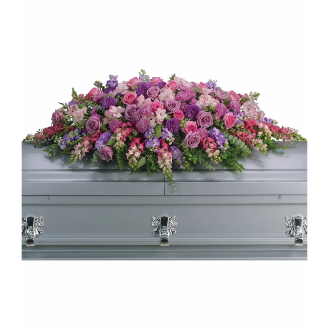 Lavender casket spray tribute