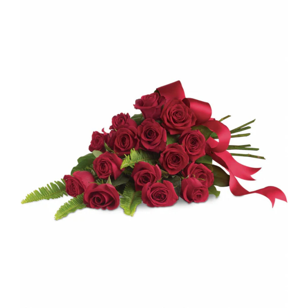 Red rose impression bouquet with ribbon