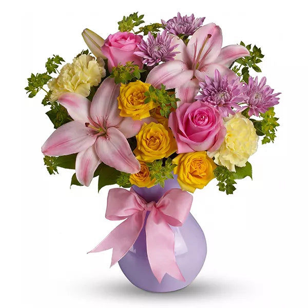 colorful flowers in a vase